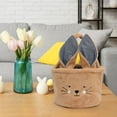 thumbnail image 5 of Lilixerw Easter Cute Bunny Ears Plush Basket,Foldable & Reusable Large Capacity Easter Basket for Eggs,Candy & Gifts,Easter Party Decor & Egg ,14.2"x9.1",Brown, 5 of 6