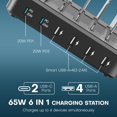 thumbnail image 2 of Estación de carga ENRIPRT de 65 W, 6 puertos USB C con 2 puertos PD de 20 W, color negro, 2 of 7