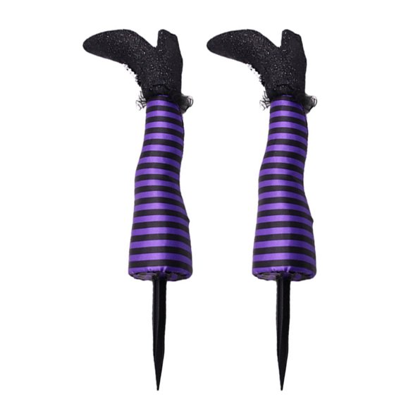 2 Pcs Halloween Wicked Witch Legs with Stakes Decoration, Yard Witch Legs Decorations Halloween Decoration, Halloween Outdoor, Lawn, Yard and Patio Decor (Purple Black)