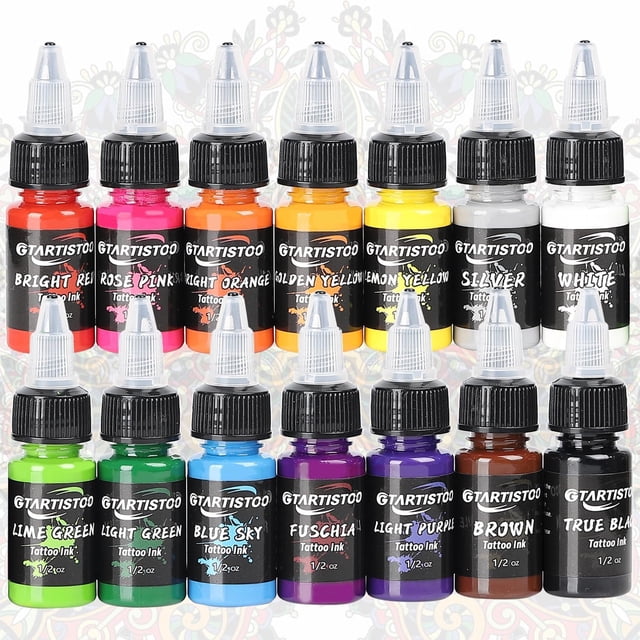 Set de tintas para tatuajes GTARTISTOO Professional, 14 colores, 15 ml, veganas