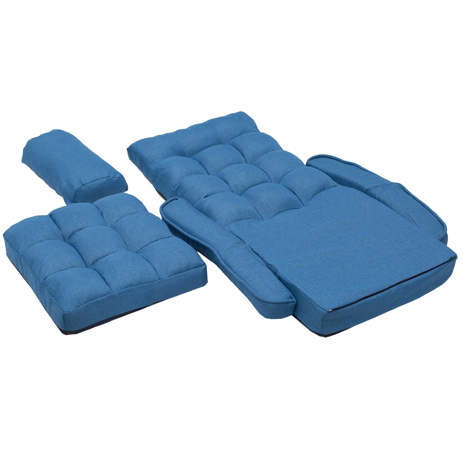 Kepooman Adjustable Folding Floor Sofa Chair with Armrests and a Pillow, Blue Kepooman Adjustable Folding Floor Sofa Chair with Armrests and a Pillow, Blue