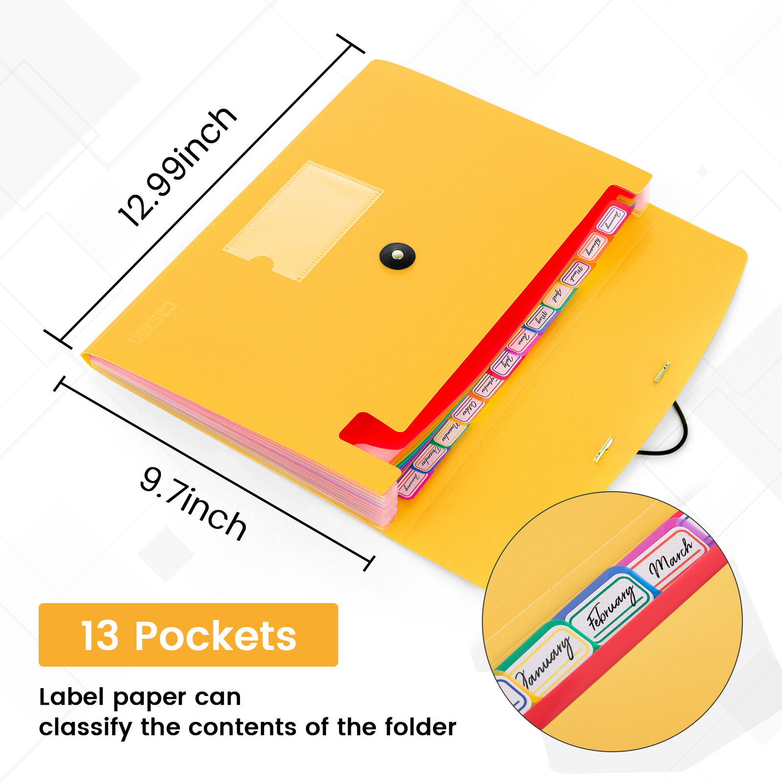 Accordion File Folder, 13-Pockets Expandable File Folder for A4 Letter Size Paper, 6 Pack