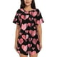 thumbnail image 1 of Balery Hearts Conjunto de Pijama para Mujer con Estampado, Dos Piezas de Manga Corta y Shorts, Ropa de Dormir Suave con Cuello Redondo y Bolsillos-Small, 1 of 6