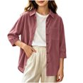 thumbnail image 5 of Smupbvky Corduroy Tops for Girl Collared Button up Shirts with Front Pocket Fall Long Sleeve Dressy Casual Blouses (10-11 Years, Pink), 5 of 9