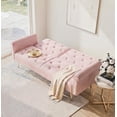 thumbnail image 3 of Leumius 70" Loveseat Sofa,Convertible Futon Sofa Bed Velvet Sleeper Sofa Bed with Throw Pillow & Gold Metal Legs,2-Seat Loveseat for Living Room,Bedroom,Office,Pink, 3 of 8