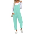 thumbnail image 2 of Spaghetti Strap Sleeveless Womens Casual Jumpsuits Loose Romper Long Pants with Pockets, 2 of 5