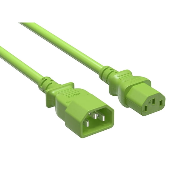 Cable Leader 18 AWG Computer Power Extension Cord (IEC320 C13 to IEC320 C14), Color UL Listed (2 Foot (1 Pack), Green)