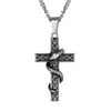 PROSTEEL Vintage Men's Steel Amulet Pendant Silver Snake Cross Necklace