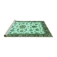 thumbnail image 2 of Ahgly Company Machine Washable Indoor Square Oriental Turquoise Blue Traditional Area Rugs, 7' Square, 2 of 4