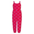 thumbnail image 3 of Weryoung Toddler Baby Girls Casual Personality Prints Jumpsuit Sleeveless Romper Onesie Girls Sweet Bodysuits,Hot Pink,2-3 Years, 3 of 4