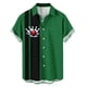 thumbnail image 2 of Ceisia Men's Summer St. Patrick's Day Casual Loose Fit Short Sleeve Turndown Collar Shirt Green Black Stripe Bowling Strike Print 4-Way Stretch Fabric White XL Gifts, 2 of 6