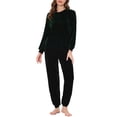thumbnail image 2 of INSPIRE CHIC Women's Velvet Pajamas Set Long Sleeve Top and Pants Soft Warm Sleepwear XS Green, 2 of 5