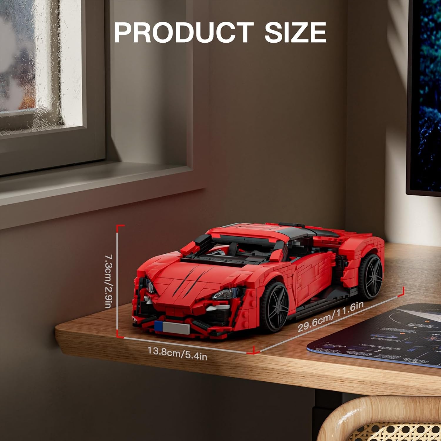 Car Building Sets, 1:12 Scale Red Sports Vehicle Model, 10117 Collectible Toys Building Kits, Build and Display Construction Set for Adults Aged 14+ (1311 Pieces)
