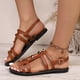 thumbnail image 5 of Sandalias de Playa Negras para las Mujeres Hebilla de Metal Cuero Patente Hueco Fuera Mochilas Planas Verano, Sandalias Planas Negras para las Mujeres, 5 of 7
