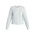 thumbnail image 5 of No Boundaries Cable Crewneck Drop Shoulder Sweater, Midweight, Women's XXS-XXL, 5 of 5