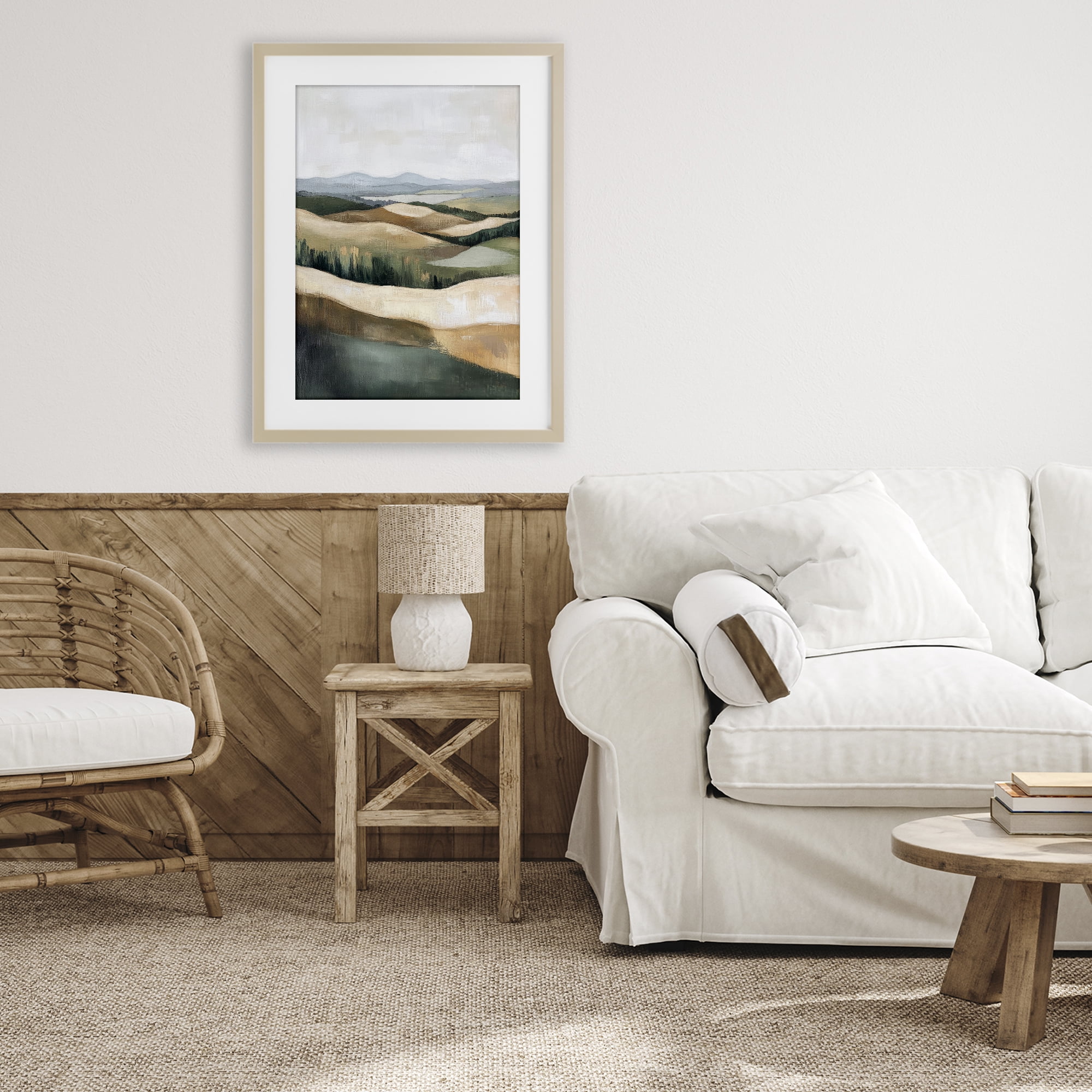 Stupell Industries Tranquil Rolling Hills & Fields Birch Framed Print Under Glass, design by Petal Prints Design