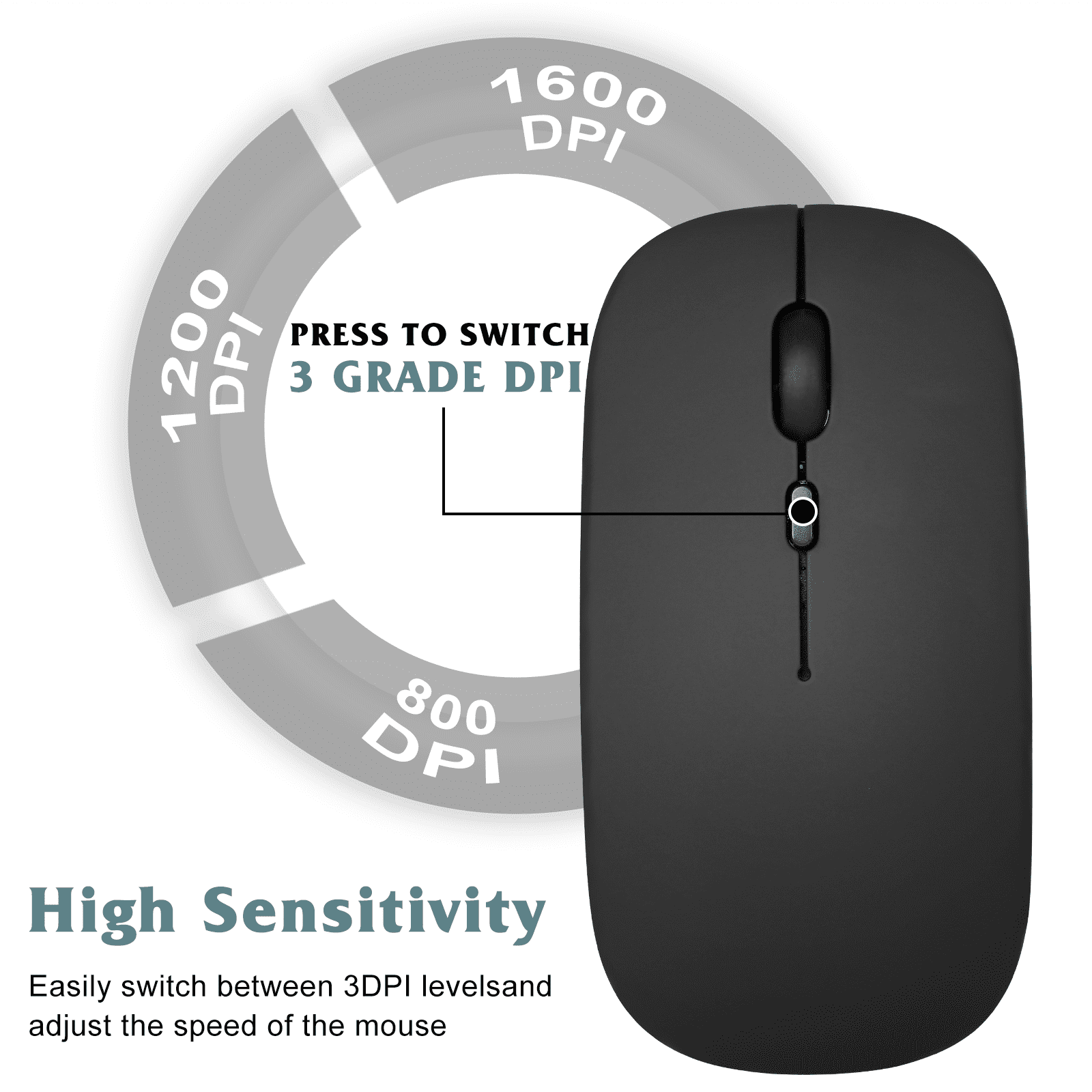 Bluetooth Rechargeable Mouse for HP Stream Laptop Bluetooth