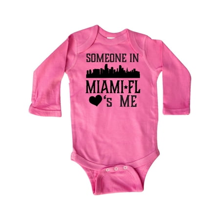 

Inktastic Miami Florida Someone Loves Me Skyline Gift Baby Boy or Baby Girl Long Sleeve Bodysuit