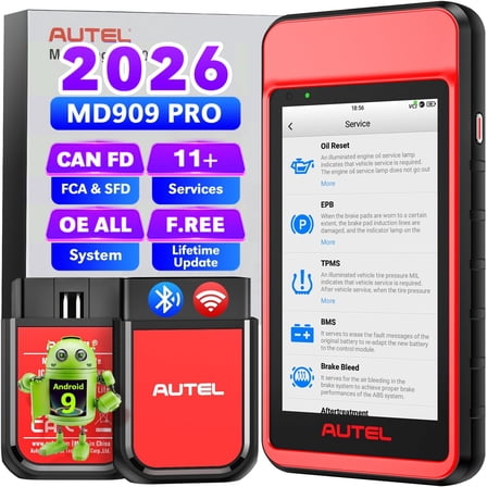 Autel OBD2 Scanner MaxiDiag MD909 PRO,  Full Systems Diagnostic Scan Tool, 2.0 of MD906Pro MD808 Pro MD806, BT Lite of MK808S MX808S MX900 MK900, CAN FD, 11 Service, FCA, SFD, Free Update