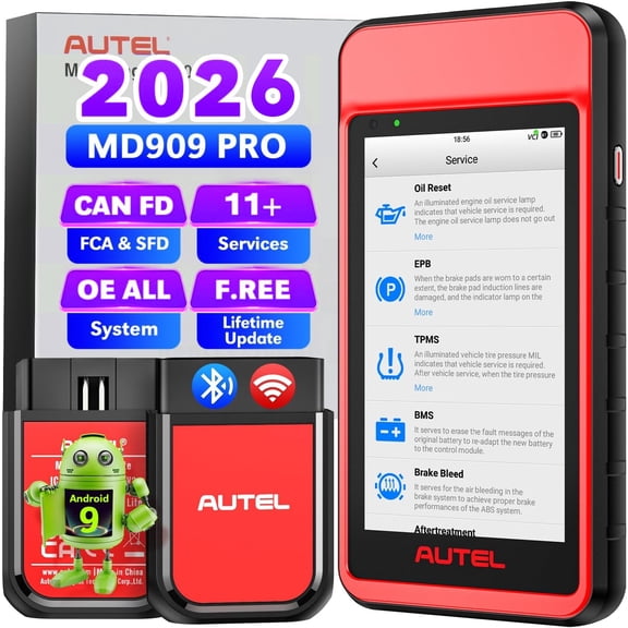 Autel OBD2 Scanner MaxiDiag MD909 PRO, Full Systems Diagnostic Scan Tool, 2.0 of MD906Pro MD808 Pro MD806, BT Lite of MK808S MX808S MX900 MK900, CAN FD, 11 Service, FCA, SFD, Free Update