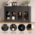 thumbnail image 5 of Modern Buffet Cabinet,55" Large Kitchen Storage Sideboard with 2 Drawers and 4 Acrylic Glass Doors,Wooden Coffee Bar Furniture with Adjustable Shelves for Living Room,Dining Room, Kitchen, 5 of 7