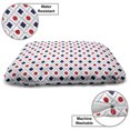 thumbnail image 3 of Abstract Pet Bed, Big Red Dots Squares and Dashed Lines Geometric Tile Print, Chew Resistant Pad for Dogs and Cats Cushion with Removable Cover, 24" x 39", Navy Blue White Red, by Ambesonne, 3 of 4