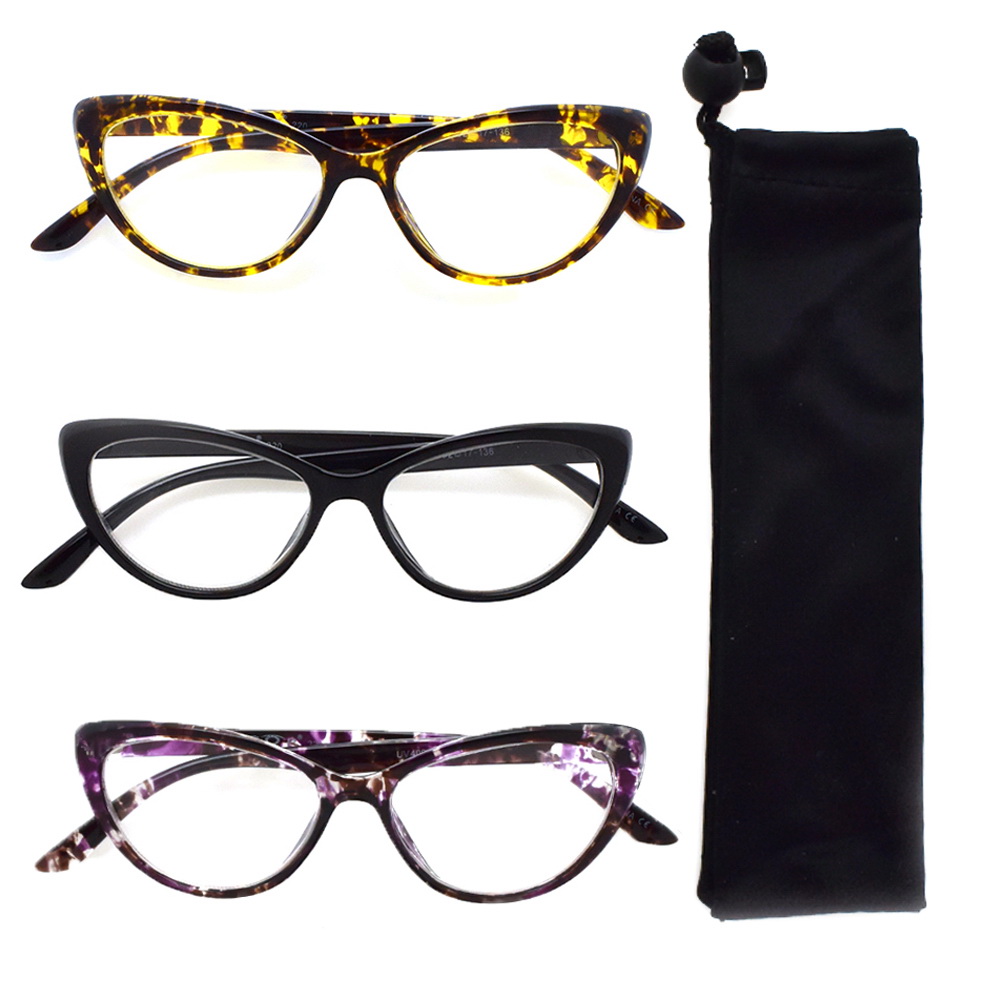 Pop Fashionwear 3 Pack Womens Cat Eye Vintage Reading Glasses R220+1.25