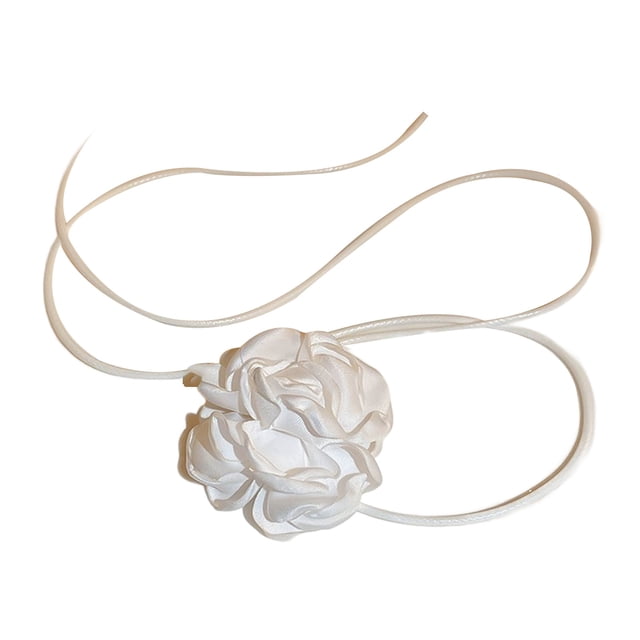 LYMAYTER Collier Fleur Lacé 3D Rose Collier Ras du Cou pour Femmes - Rétro, Ajustable-Cyclable