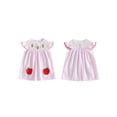 thumbnail image 2 of BemeyourBBs Toddler Baby Girl Back to School Dress Kids Girls Kindergarten Outfits 2 3 4 5 6 7 Years Baby Girls Summer Smocked Dress  Flying Sleeve Apple Pencil Embroidered Striped Dress, 2 of 8
