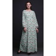 thumbnail image 3 of Bimba Moss Georgette Leaves & Ranunculus Floral Printed Womenâ€™s Long Sleeve Elastic Waist MaxiÂ&nbsp;DressÂ&nbsp;Gown-Large, 3 of 5