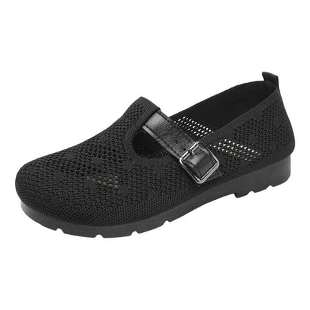 

QYZEU Walking Sneakers for Women Womens Dress Casual Shoes Size 8 Women s Ballet Shoes Round Toe Slip On Knit Casual Dress Shoes Comfort Ballerina Walking Shoe Black 40