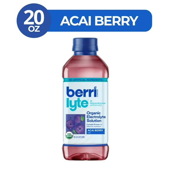 Berri Lyte Organic Electrolyte Hydration Solution Drink, Acai Berry, 20oz Bottle