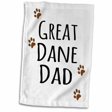 Dog Breed Hand Towels (3dRose Great Dane Dog Dad - Doggie by breed - brown muddy paw prints - doggy lover proud pet owner love - Towel, 15 by)