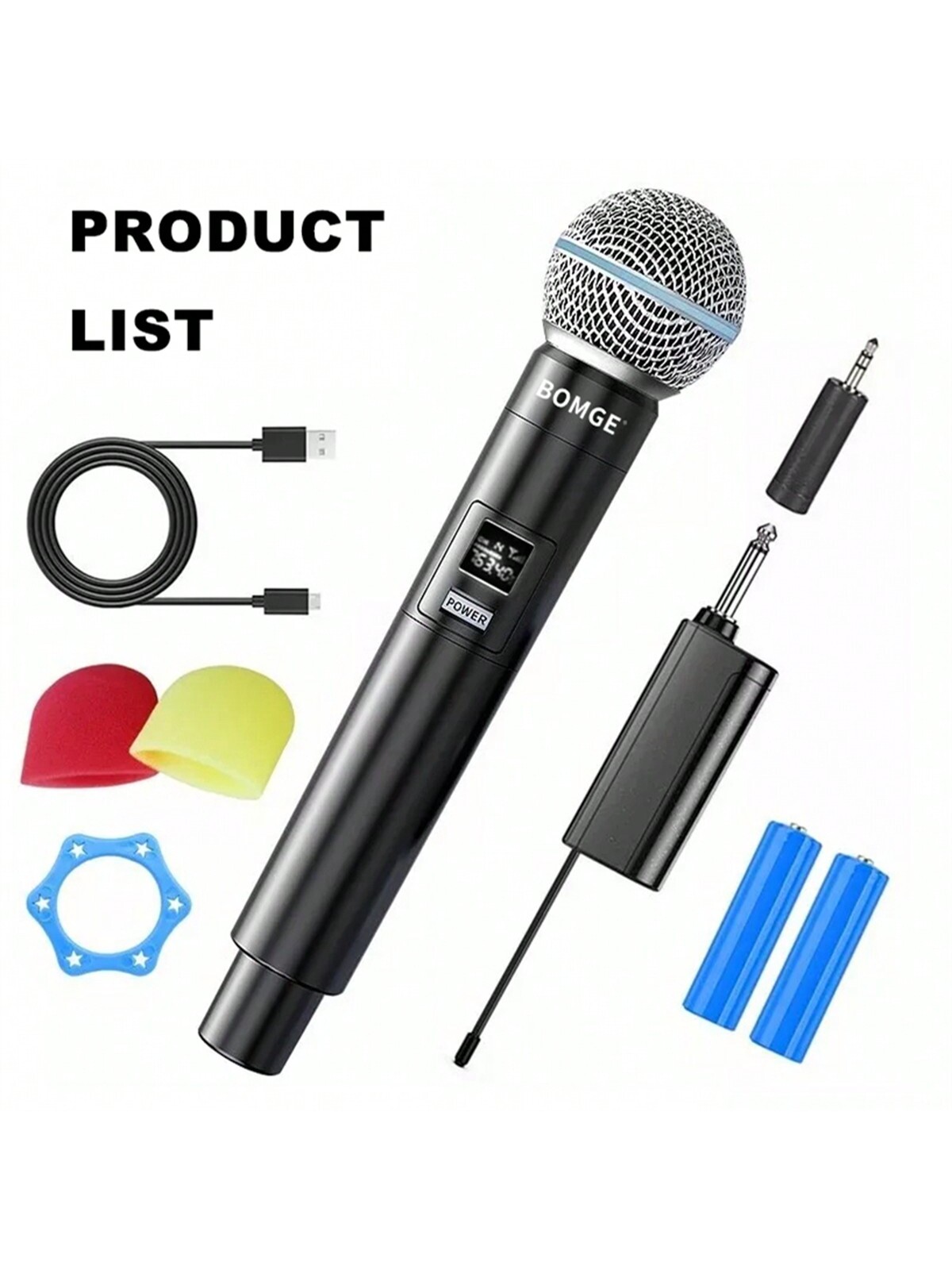 Bomge Portable Handheld Wireless Microphone System, Rechargeable With ...
