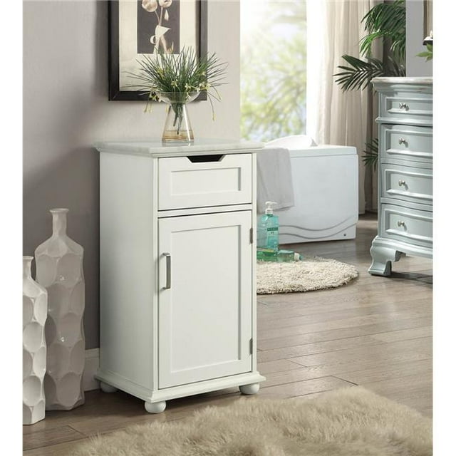 ACME 97540 Armoire Shizo - Marbre & Blanc - 30 x 16 x 13 Po.