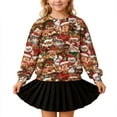 thumbnail image 4 of Tfken Christmas Little Girls Sweatshirt Child Size 3-4 Years Long Sleeve Trendy Fall Cat Print Multicolour Pullover Sweatshirt, 4 of 6