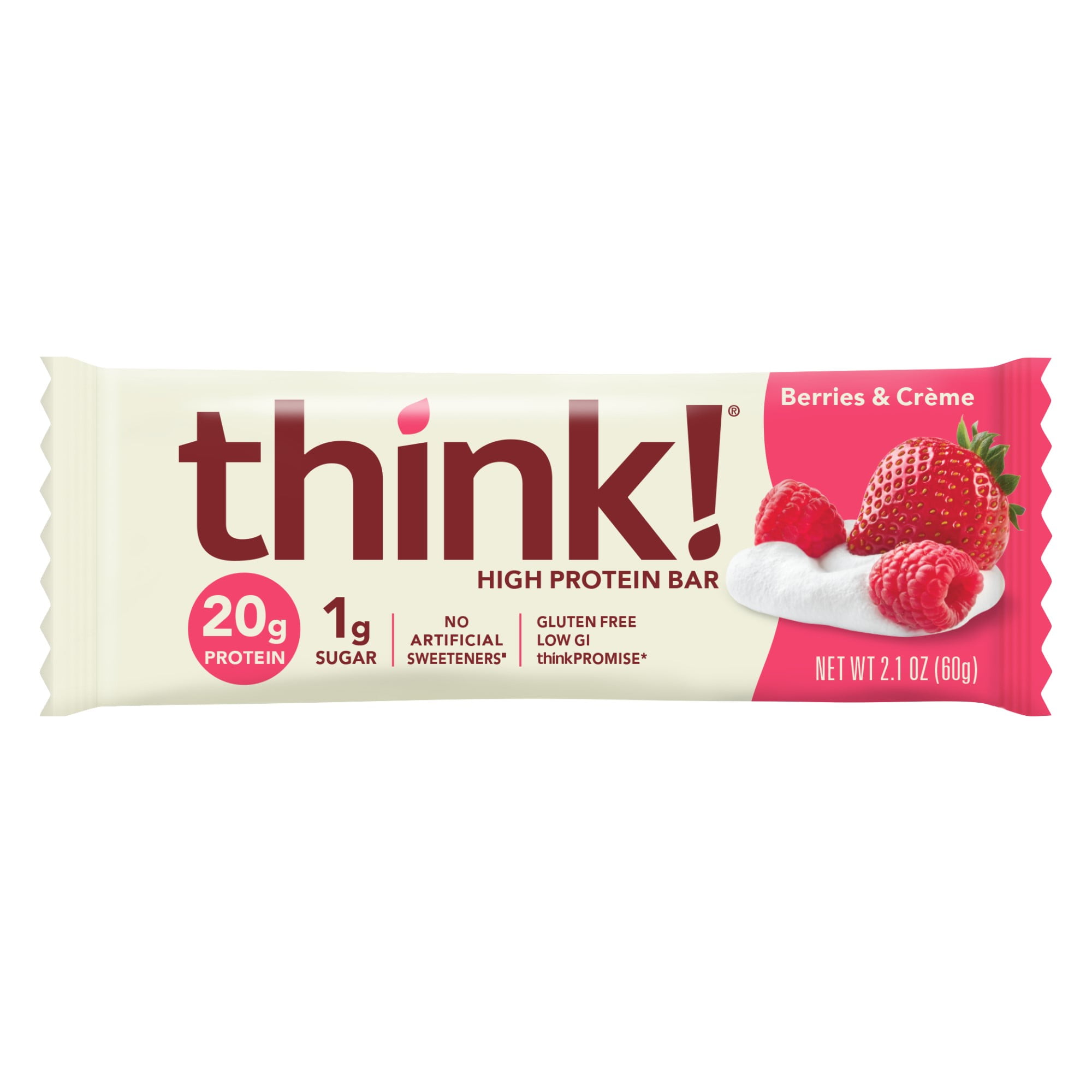 think! High Protein Bars, Berries & Crème, 2.1 Oz. Bar, 10 Count