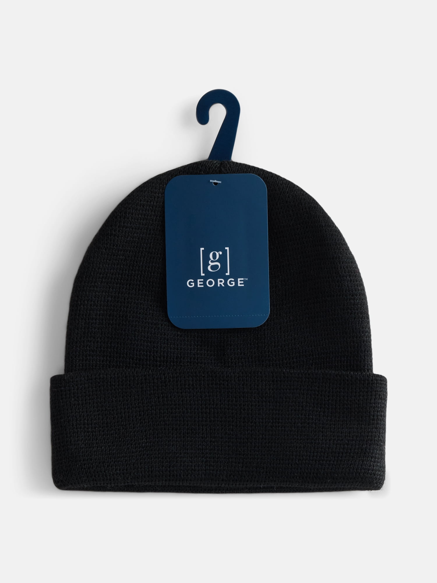 George Men's Waffle Knit Beanie Hat, Black