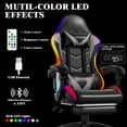 thumbnail image 6 of Czlolo RGB LED Massage Gaming Chair, Ergonomic High Back Reclining Computer Chair with Footrest & Lumbar Massager, Gray for Adults, 6 of 8