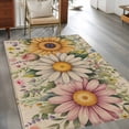 thumbnail image 2 of Vintage Daisy Floral Area Rugs 3'x5', Small Throw Rugs for Living Room Bedroom, Spring Flowers Botanical Leaves Rustic Indoor Outdoor Rug Non-Slip Low Pile Carpet Runner Reversible Floor Mats, 2 of 8