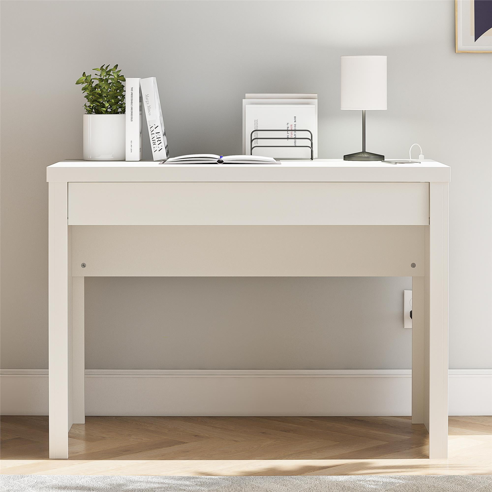 Mainstays Cooper Writing Desk with USB, Flat White