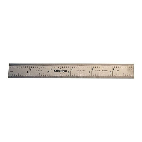 Mitutoyo Steel Rule,6" Size,16R Graduation,3/4" W 182-102