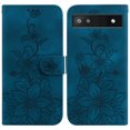thumbnail image 2 of Compatible avec Google Pixel 6A Étui Portefeuille Embossé Lys avec Porte-Cartes en Cuir PU à Rabat, 2 of 5