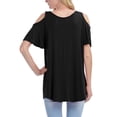 thumbnail image 3 of KOGMO Womens Cold Shoulder Short Ruffle Sleeve Tunic Top, 3 of 5