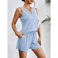 thumbnail image 4 of Ekouaer Pajamas Tank Top and Shorts Lounge Sets Waffle Knit V Neck Pj Short Sets Casual Outfits for Women, 4 of 7