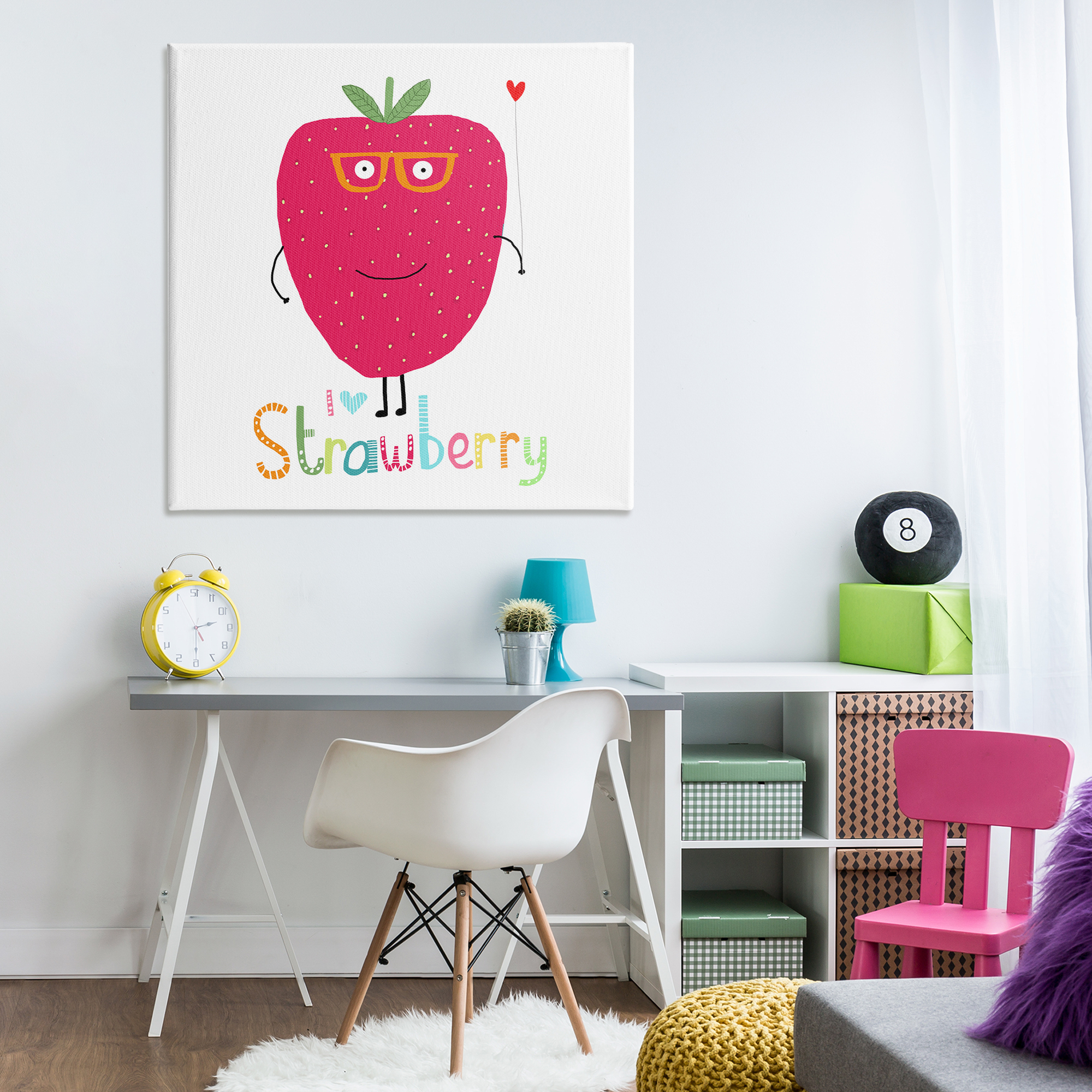 Stupell Industries Fun Smiling Strawberry Food & Beverage Painting Wrapped Canvas Art Print Wall Art, 36 x 36