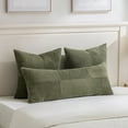 thumbnail image 6 of Fancy Homi Set of 1 Olive Green Boho Long Lumbar Body Decorative Throw Pillow Cover 14x36 inch for Bed Couch Bedroom Bench, Soft Patchwork Corduroy Textured Pillow Case, Rustic Farmhouse Room Decor, 6 of 7