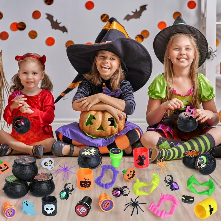 384 PCS Halloween Party Favors for Kids 48 Pack Bulk Prefilled Witch Cauldrons Witch Halloween Toys in Bulk Halloween Party Supplies Halloween Prizes Gifts for Kids Trick or Treat Walmart