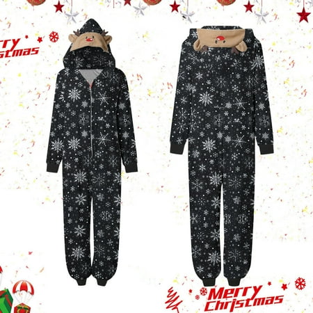 

Christmas Pajamas For Family Comtable Mommy Sleepwear Cute Big Headed Deer Print Long Sleeve Jumpsuit Family Christmas Pjs Matching Sets