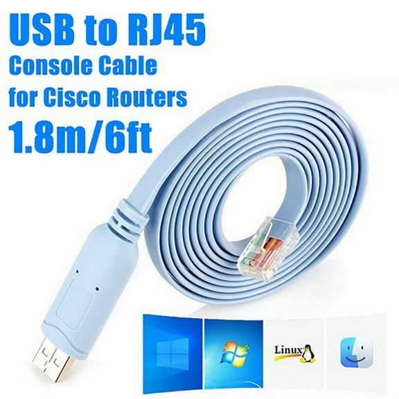 Ryhampaper 1.8m USB to RS232 Serial to RJ45 CAT5 Console Adapter Cable for Cisco Routers FTDI Blue 1Pc